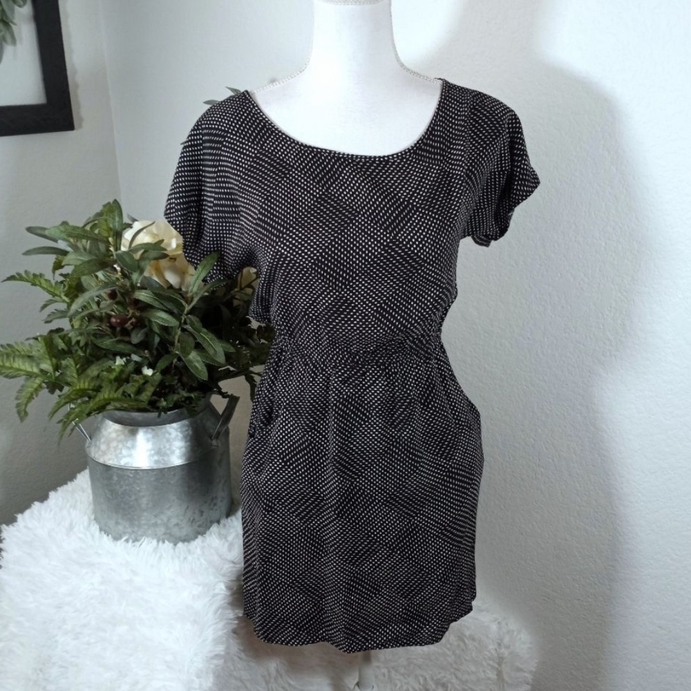 πΈ3/$25 Xhilaration Short Sleeve Black and White Polka Dot Mini Dress, Size M - Picture 5 of 13